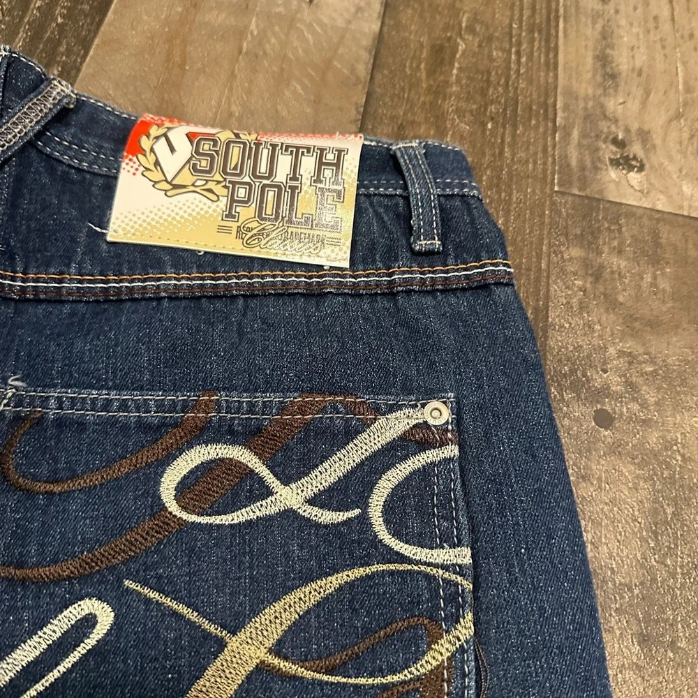 Vintage Southpole Shorts Mens 34 Blue Denim Jean Baggy Embroidered Skate Y2K 90